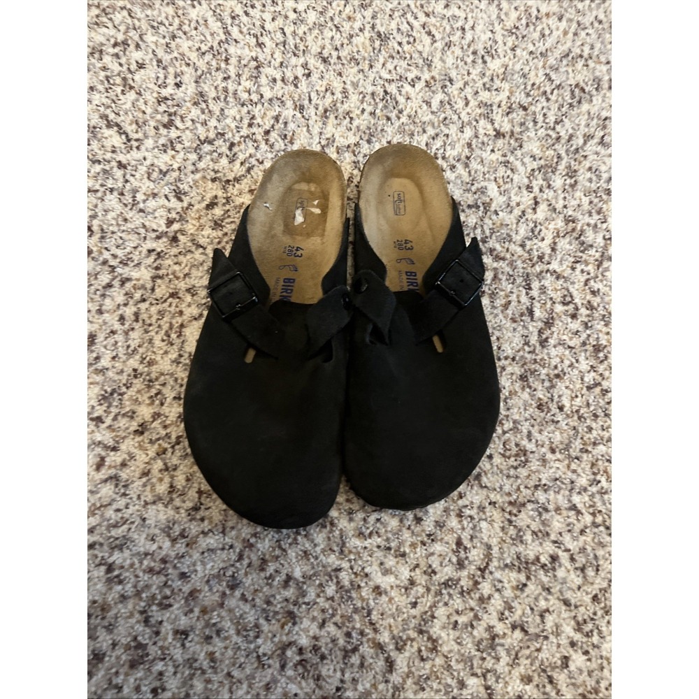 Birkenstock Boston Gray Soft Footbed Suede Regular Width|Men Sz 43 Clog Shoes